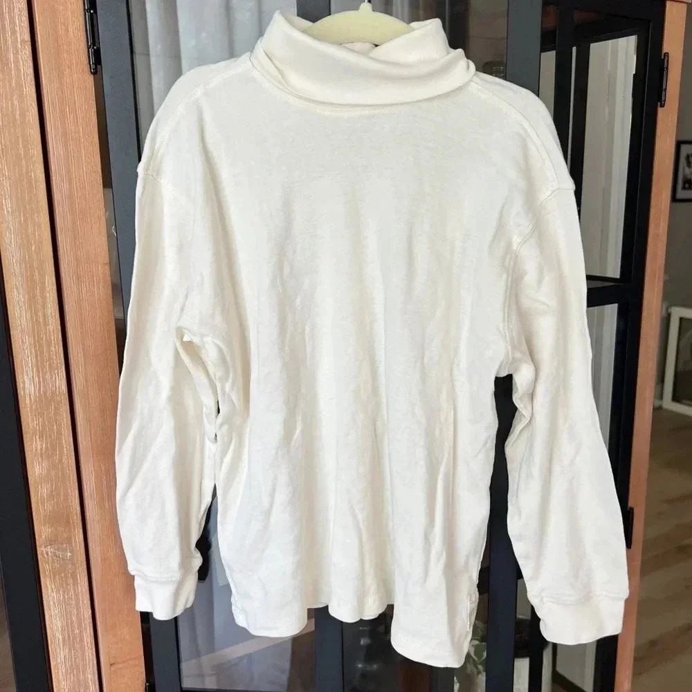 Zara Kids turtleneck sweater long sleeve tee beige cream cotton boys basic